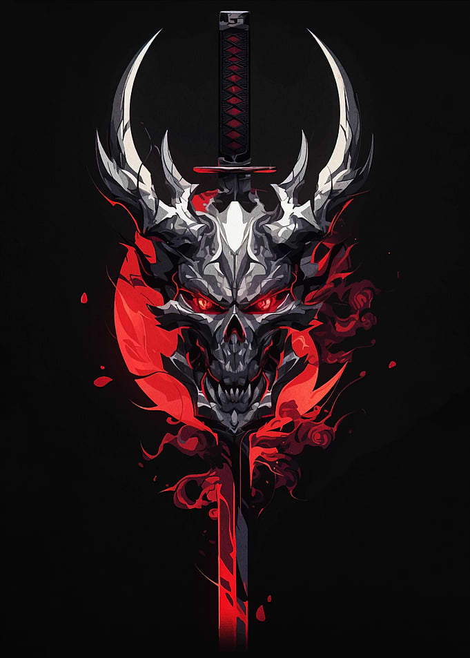 Demon Skull Katana Art