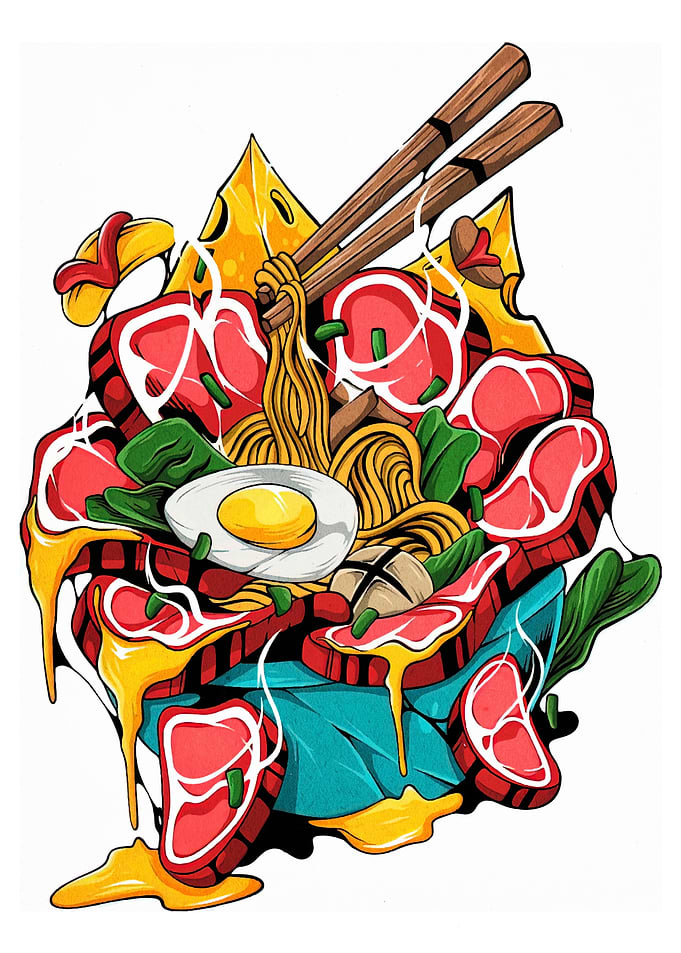 Stylized Ramen Bowl Illustration
