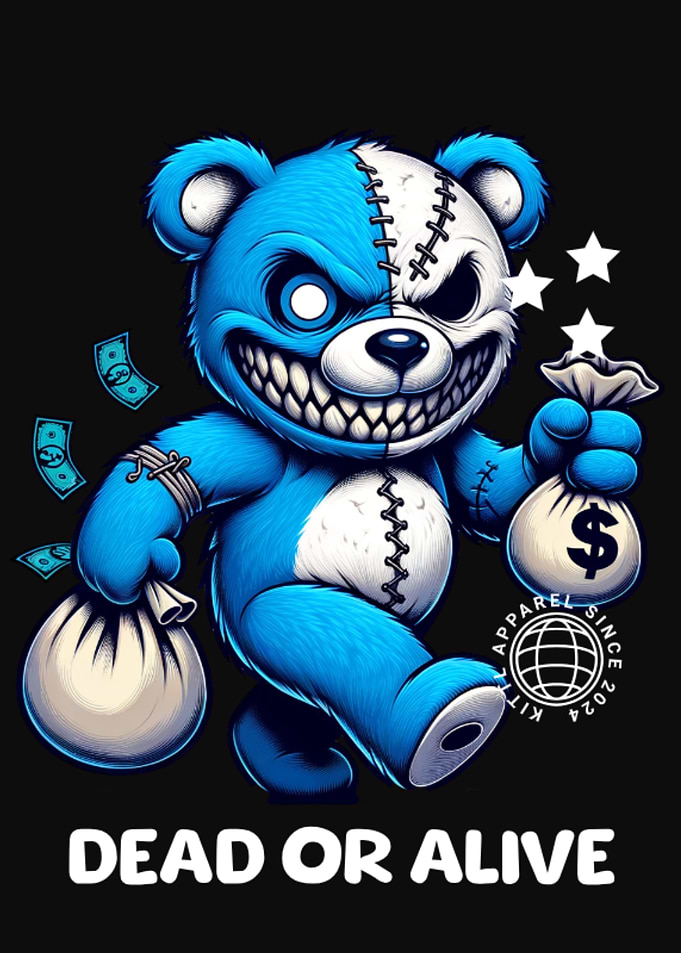 Creepy Teddy Bear with Money Bags