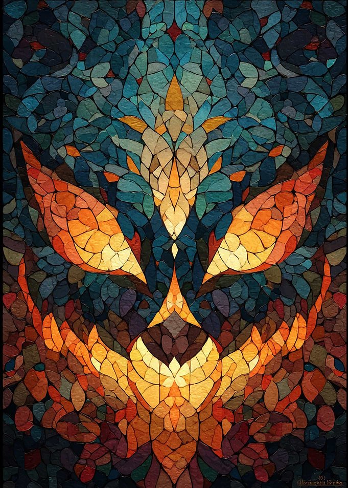 Abstract Mosaic Cat Face