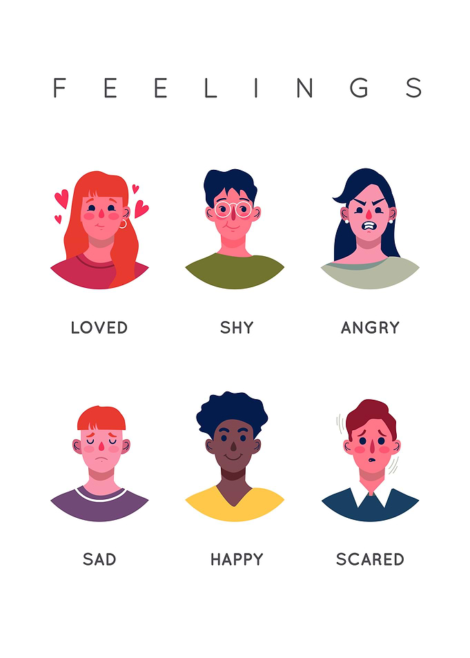 Feelings Chart with Cartoon Faces