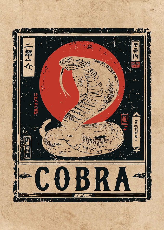 Cobra Snake Japanese Art Print