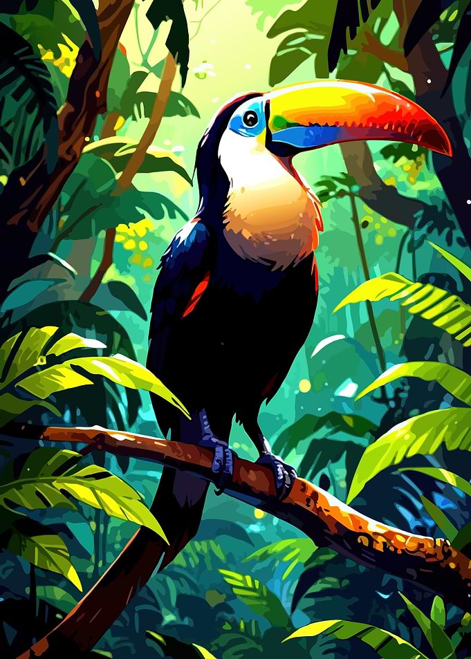 Colorful Toucan in Lush Jungle Setting