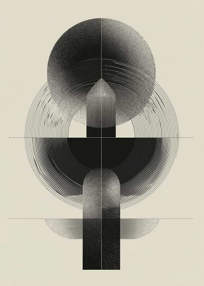 Abstract Geometric Composition in Black and White