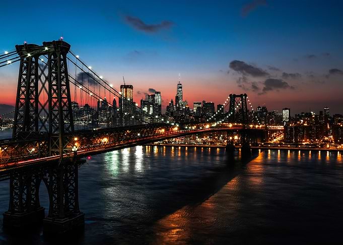 new york city skyline at night