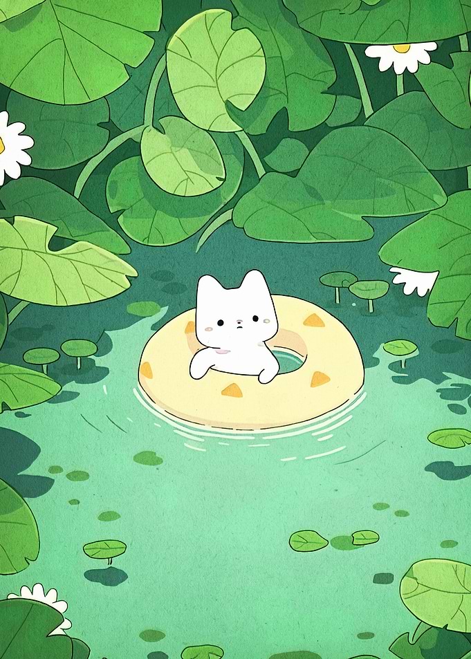 Cat in a pond with float