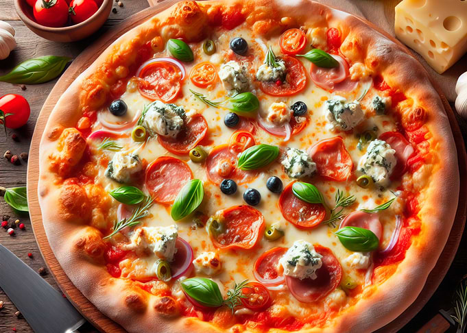 Delicious Pizza with Various Toppings