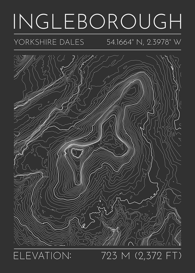 Ingleborough Topographic Contour Map