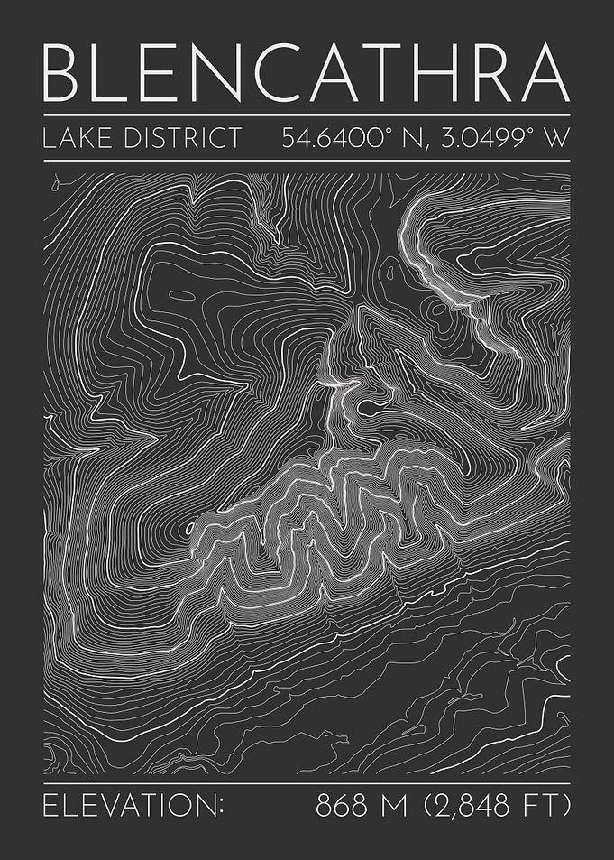 Blencathra Lake District Topographic Contour Map