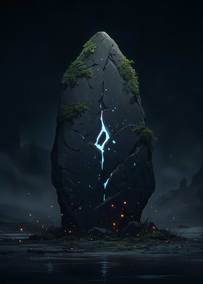 Mystical Monolith with Glowing Crack