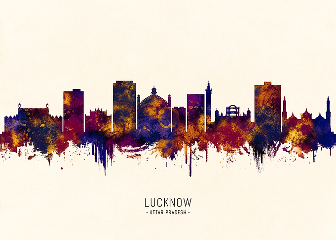 Lucknow Skyline Watercolor Art