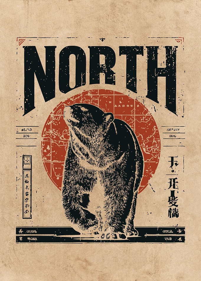 North Bear Vintage Style Poster