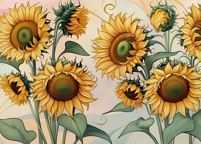 Sunflower Field Illustration