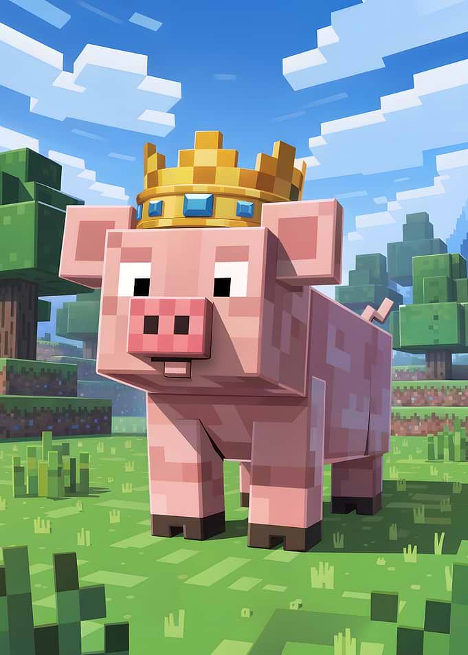 Minecraft Pig with Crown