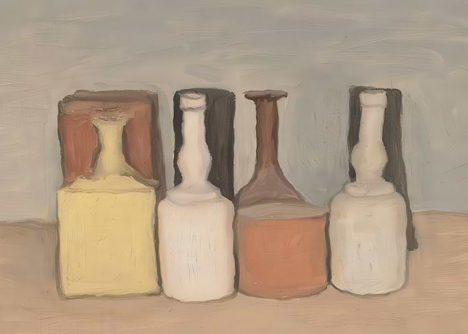 Still Life with Bottles Painting, giorgio morandi paintings​