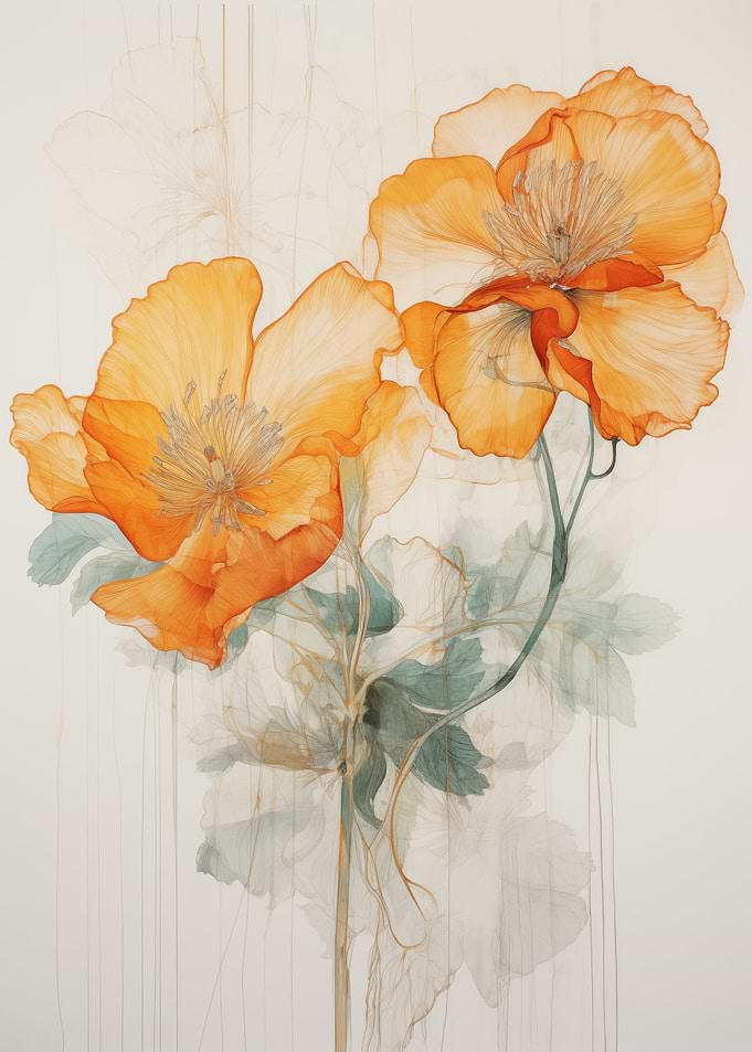 Floral Orange Botanical