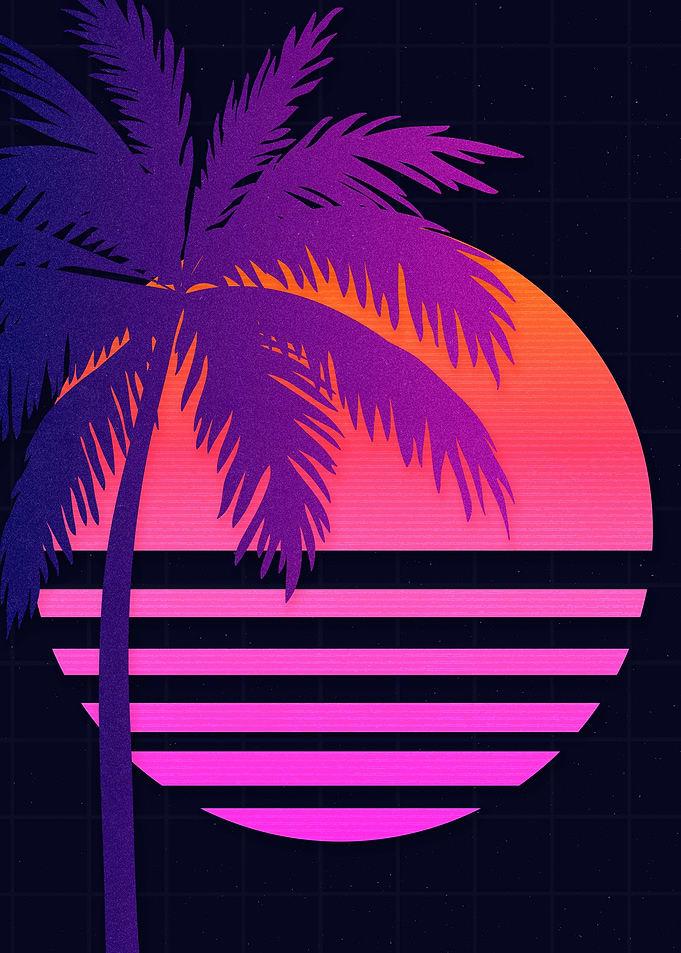 Retro Palm Tree Sunset