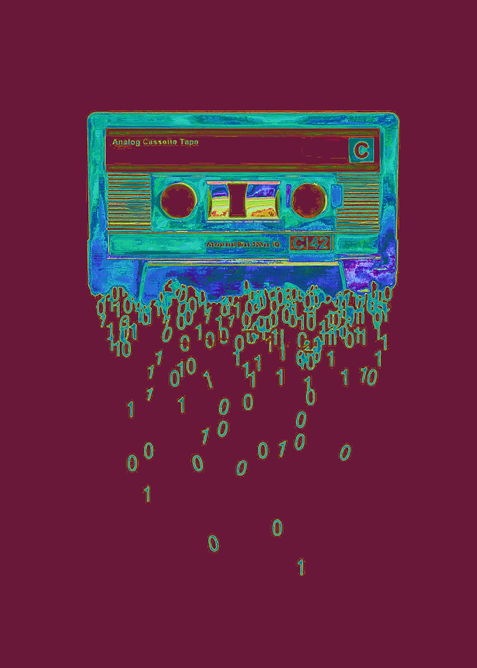 Cassette Tape with Binary Code
