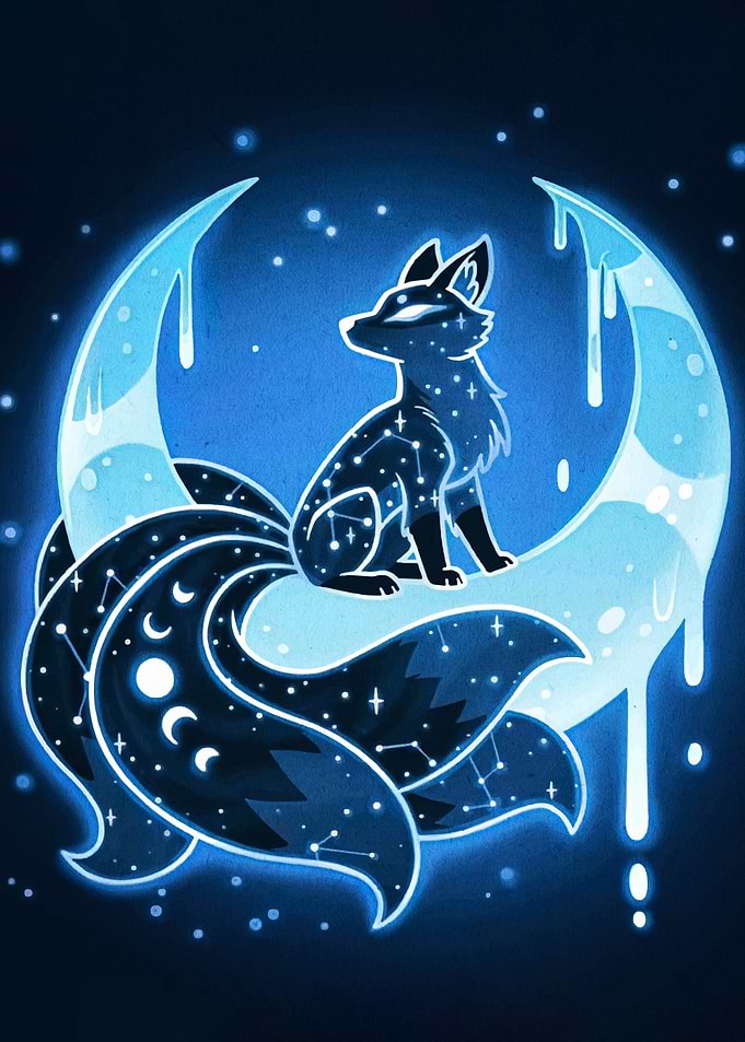 Celestial Fox on Dripping Moon