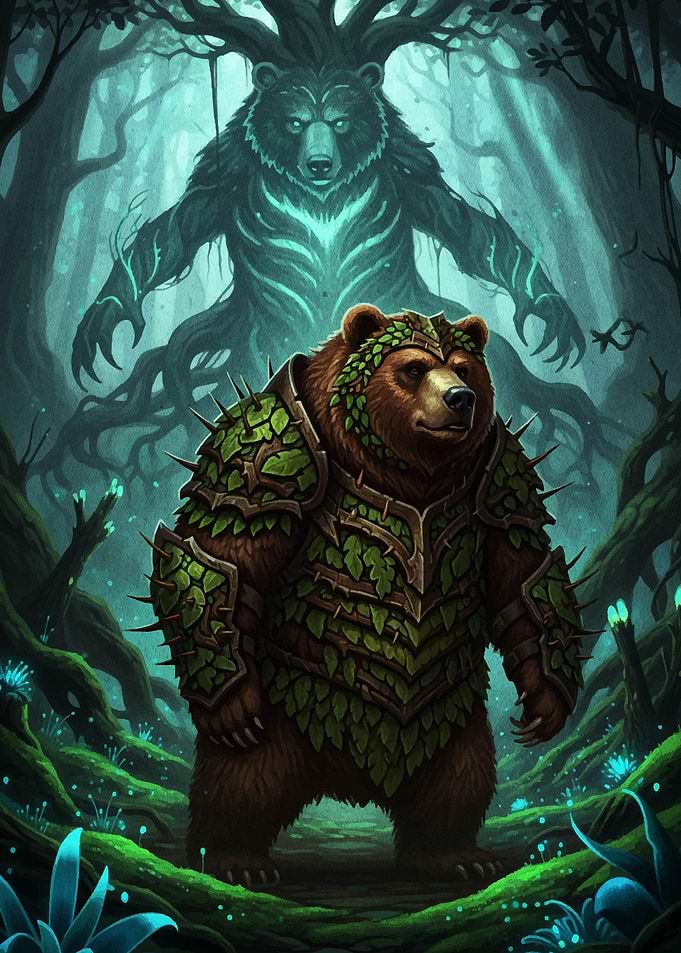Forest Guardian Bear with Spirit