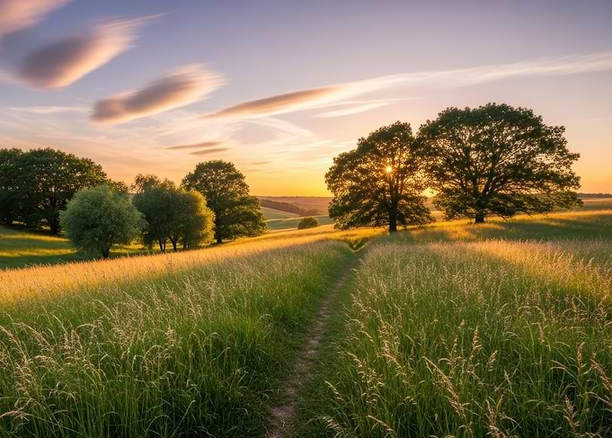 Golden Meadow at Sunset