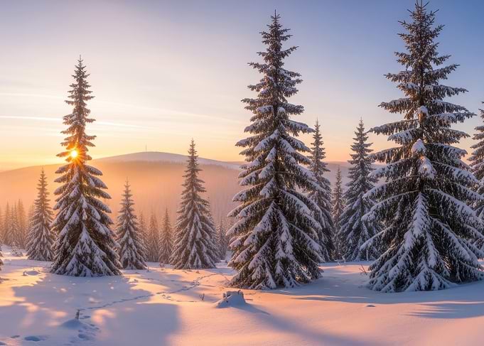 Winter Forest at Sunrise