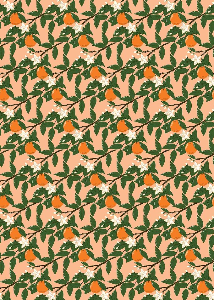 Orange Tree Branch Pattern