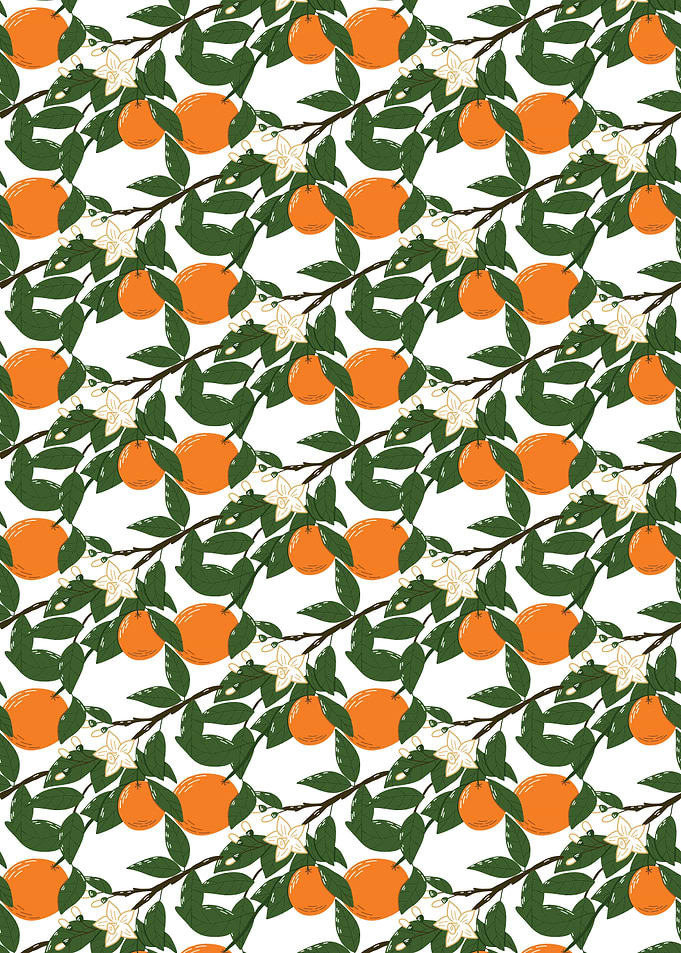 Orange Tree Branch Pattern