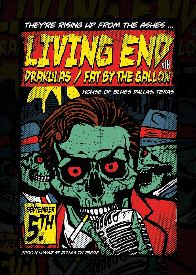 Living End Concert Poster with Zombies