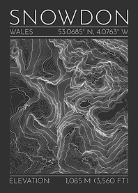 Snowdon Wales Topographic Contour Map