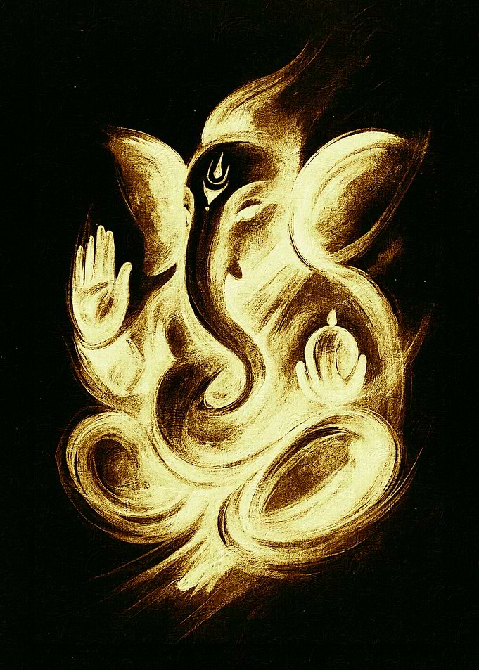 Ganesha Illustration on Black Background