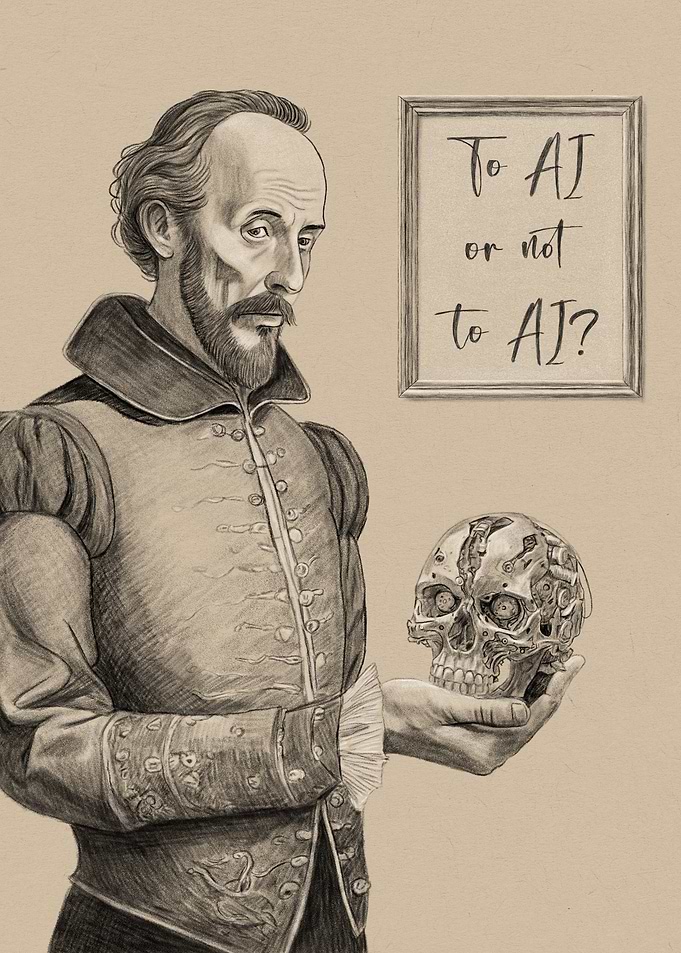 To AI or Not To AI – Vintage Shakespeare Illustration