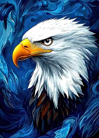 Majestic Eagle Portrait in Blue Hues