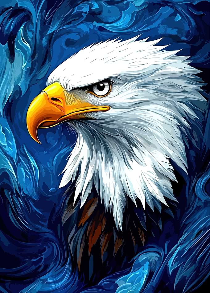 Majestic Eagle Portrait in Blue Hues