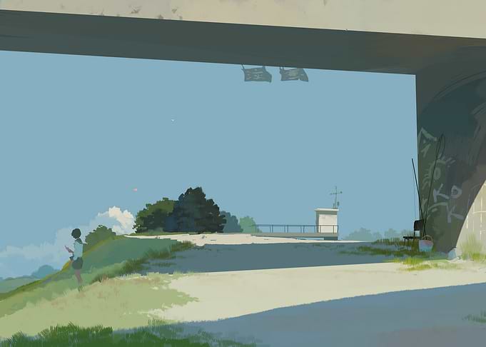 Under the Bridge: Serene Landscape Art