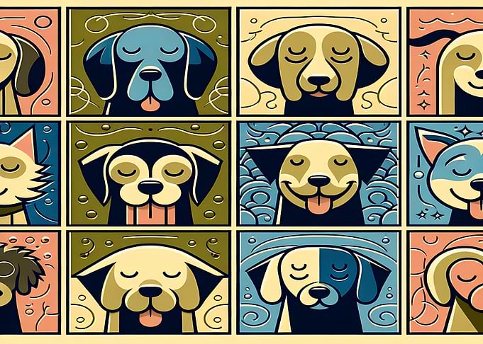 Dog and Cat Cartoon Grid