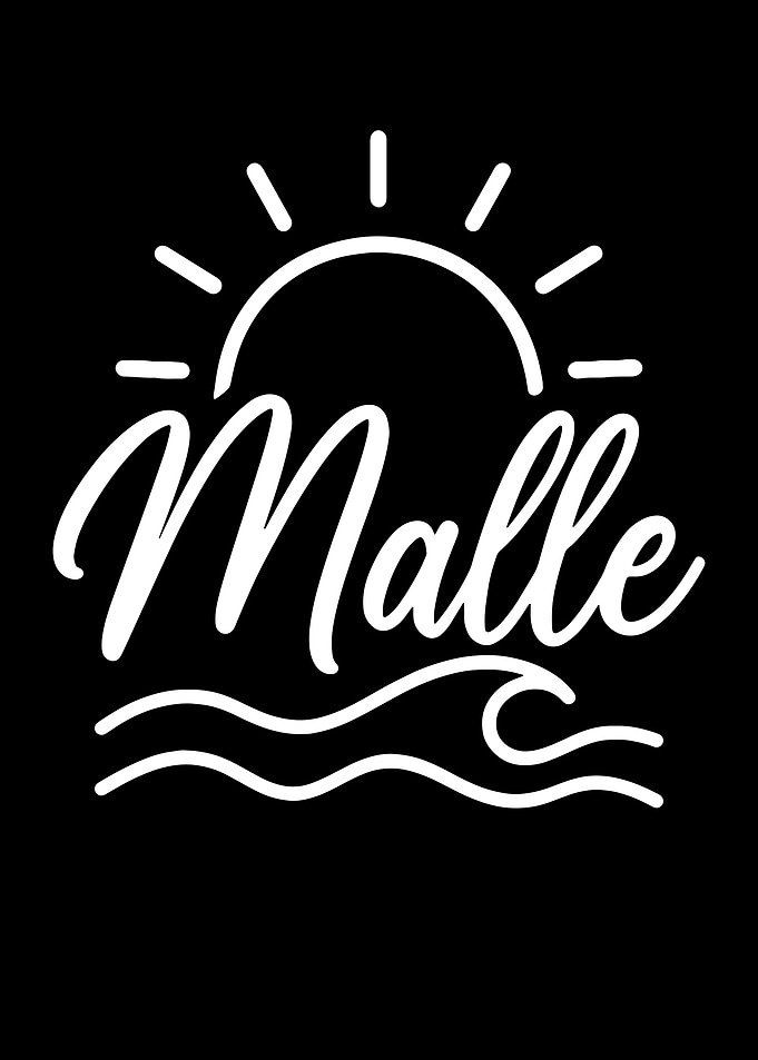 Malle Text with Sun and Waves