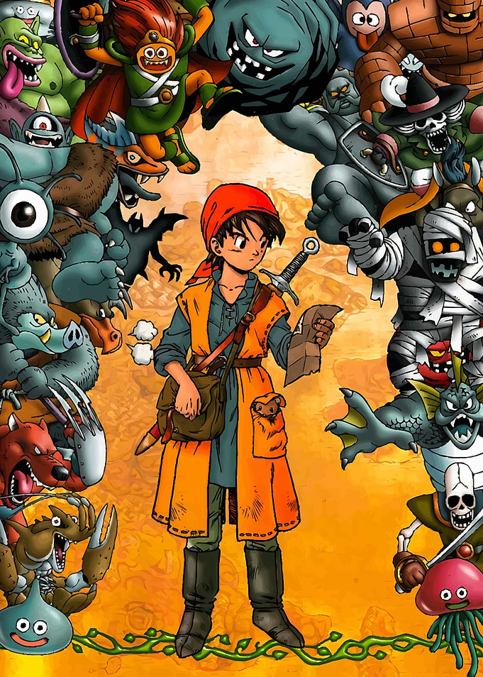 Dragon Quest Hero Surrounded by Monsters