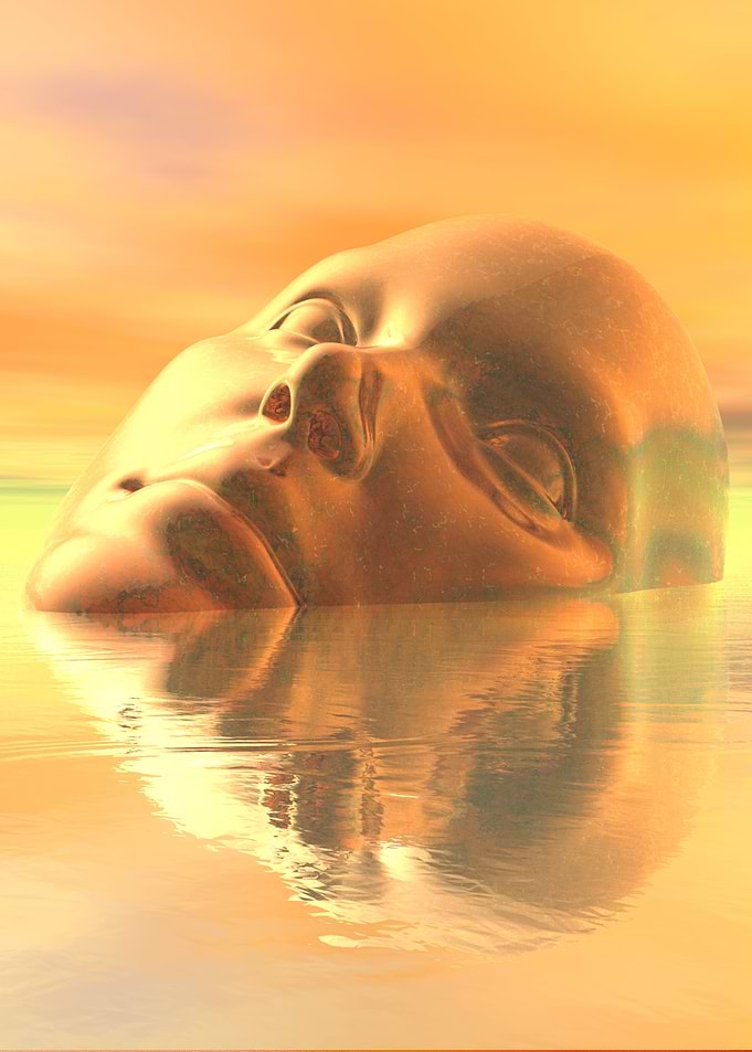 Golden Head in Water