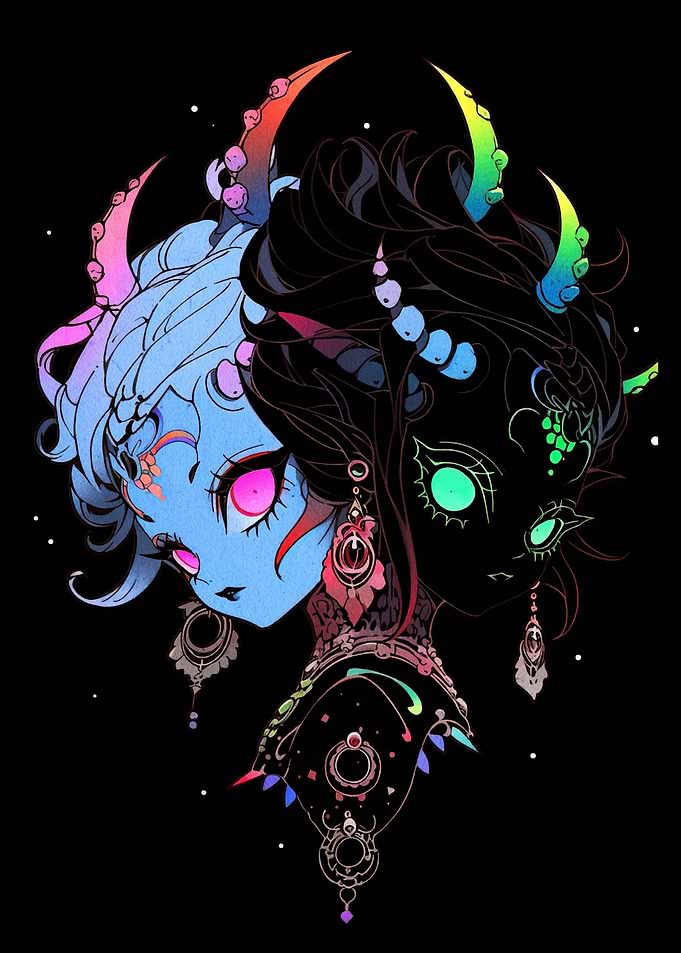 Dual-Faced Fantasy Character Portrait