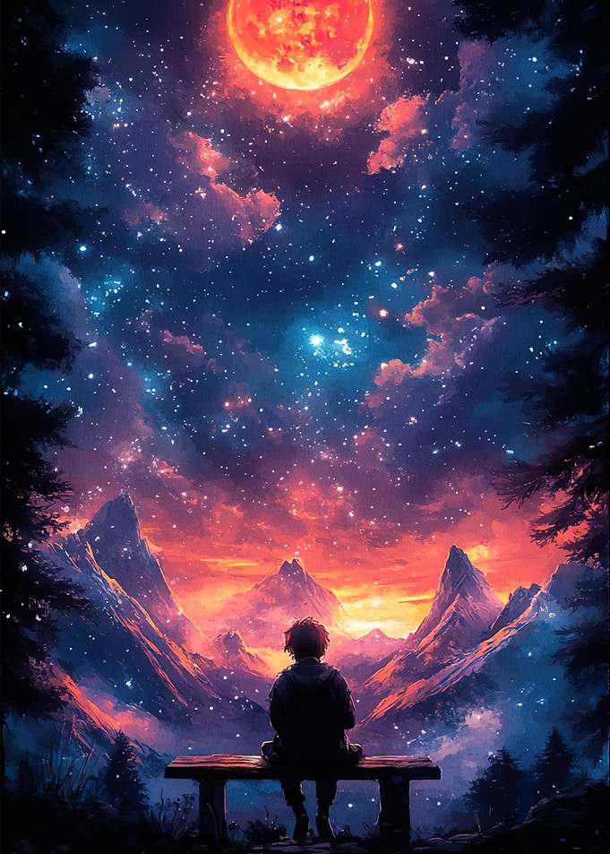 Contemplation starry sky