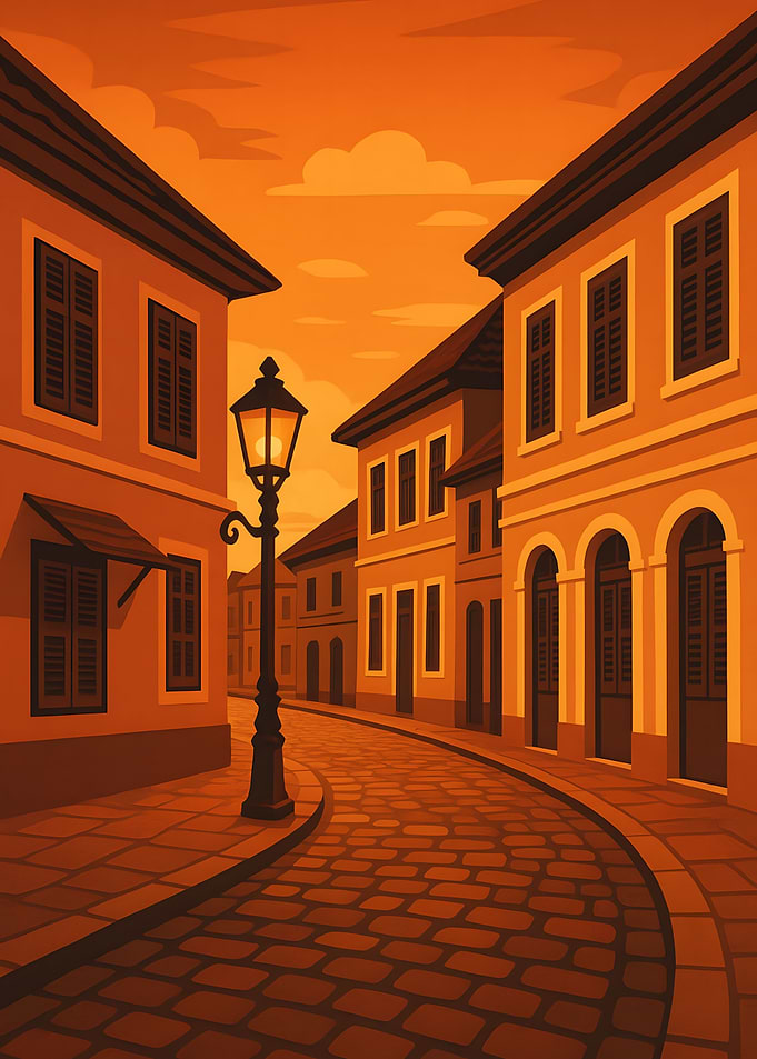 Warm Toned European Street Scene