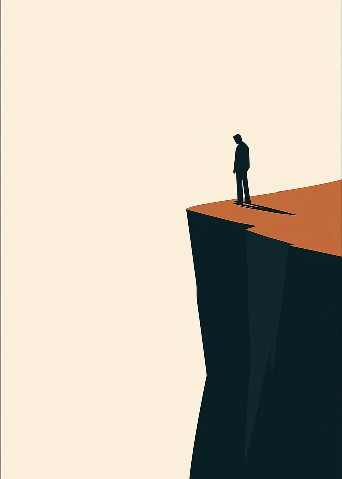 Man on the edge of a cliff