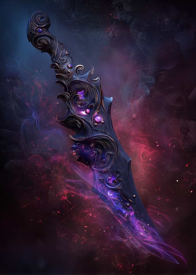 Fantasy Dagger with Purple Energy