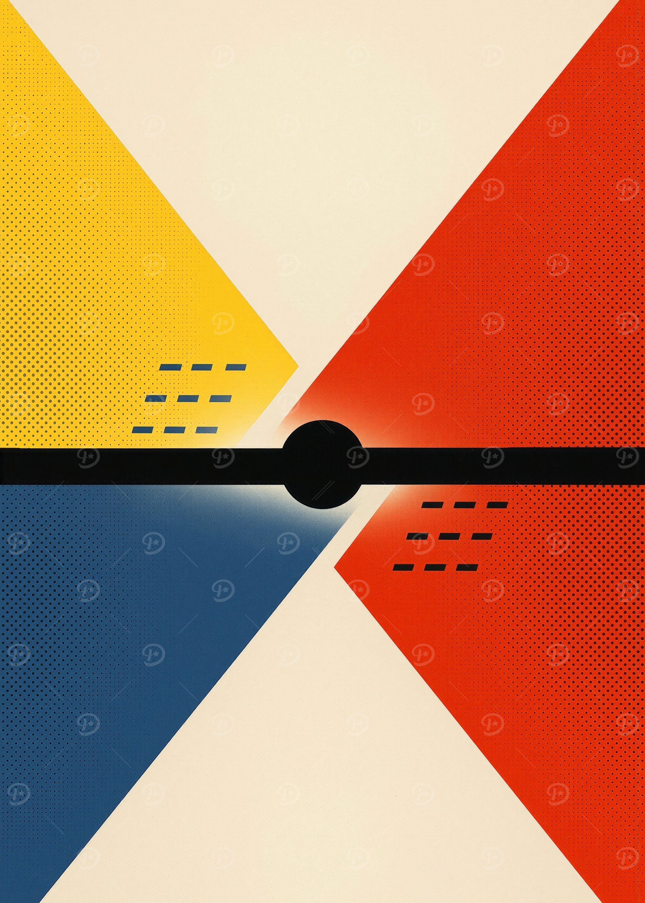Abstract Geometric Composition with Primary Colors