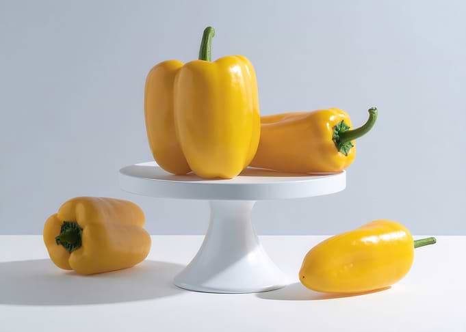Yellow Bell Peppers on White Stand