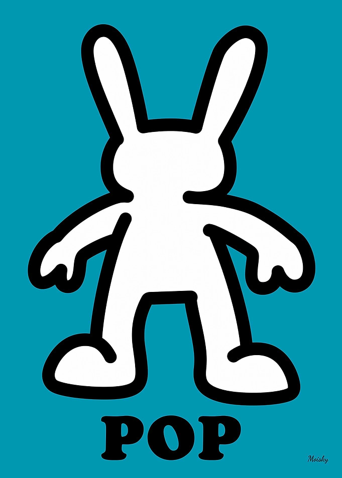 POP Bunny – Bold Teal Outline