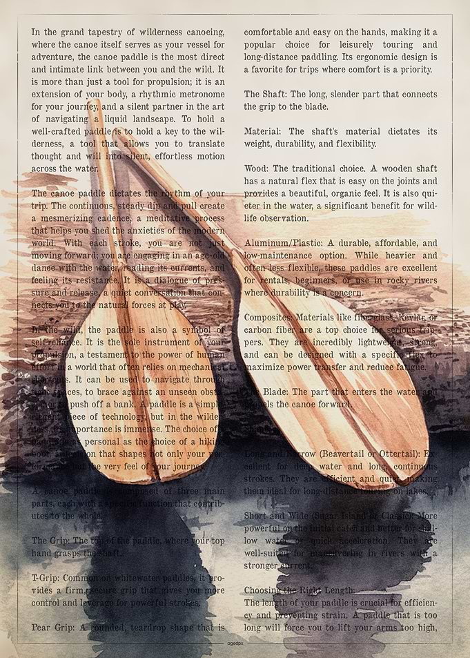 Canoe Paddles Watercolor on Text