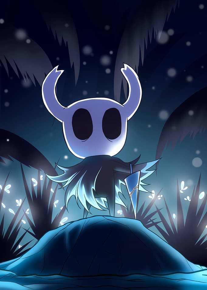 Hollow Knight in a Dark Forest