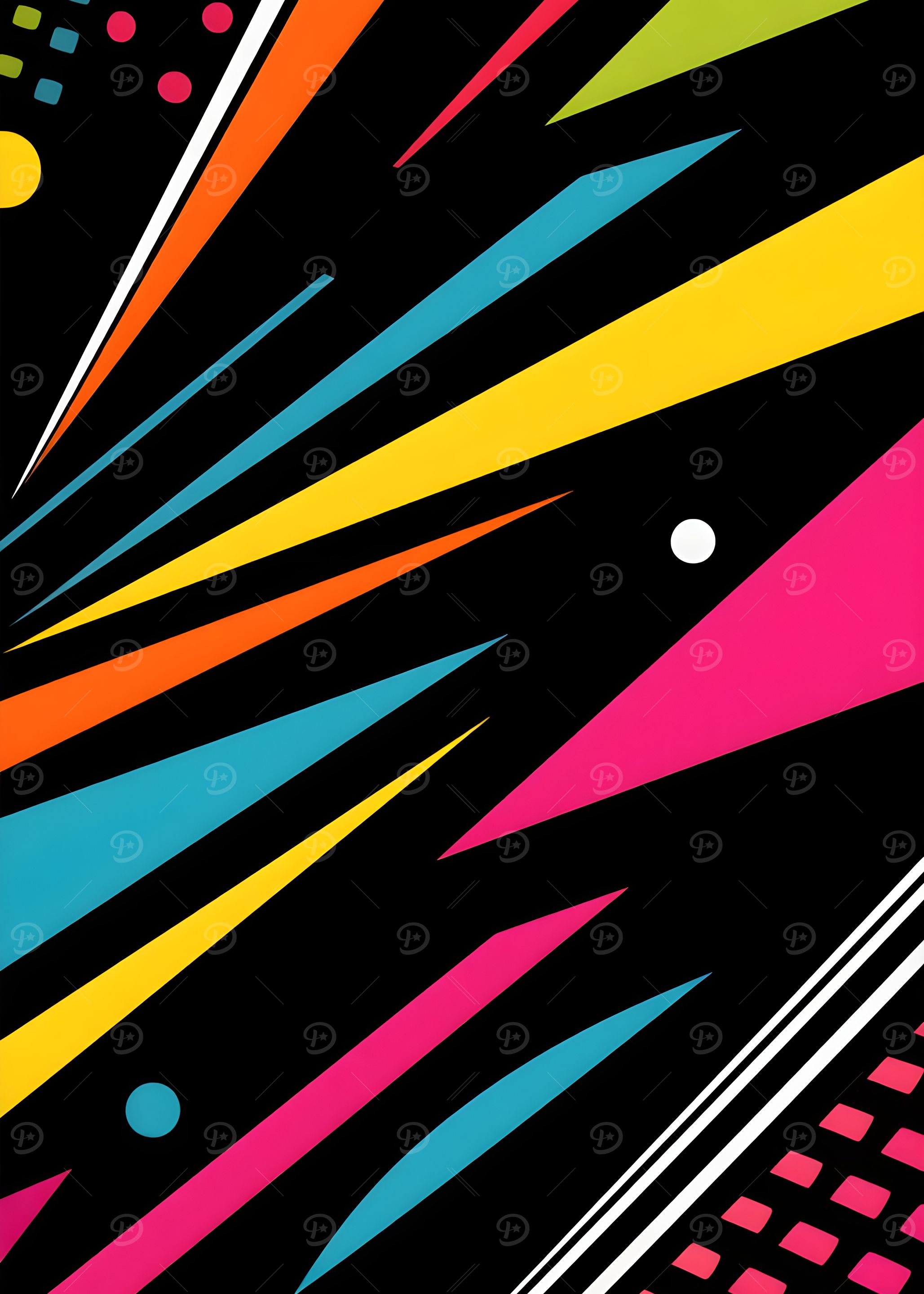 Colorful Abstract Geometric Pattern on Black